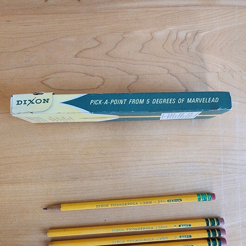 Vintage Dixon Ticonderoga 1388 #2 Soft Pencils Ethan Allen Box 4 NOS +1 Bonus - Picture 6 of 6